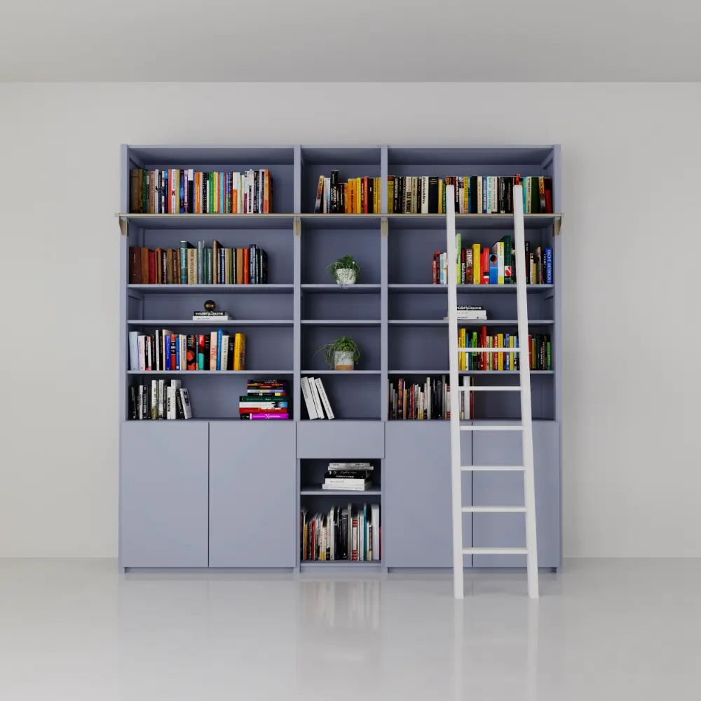 Lundia basis boekenkast met schappen en een trap
