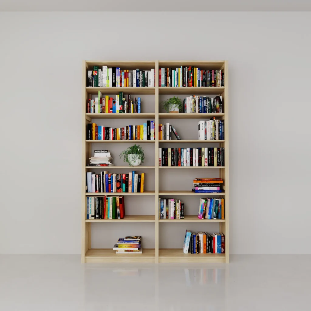 Middelgrote houten boekenkast van Lundia gevuld